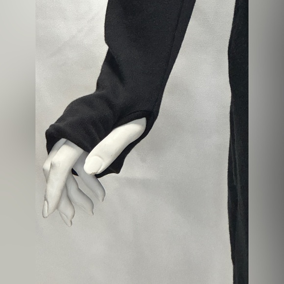 PI Black Long Sleeved Leather Trimmed Sweater Dress Size Medium - Picture 8 of 12